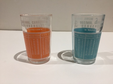 Pair of Decimal Currency Conversion Glasses, circa 1966