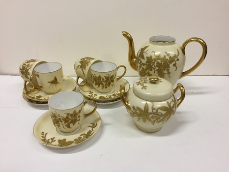French Porcelain Coffee Set, 19th Century
