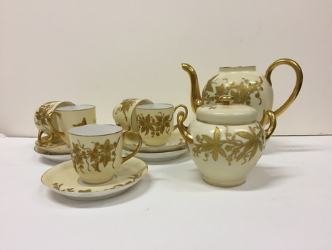 French Porcelain Coffee Set, 19th Century