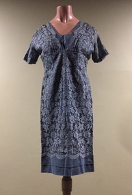  Grey Silk & Lace Cocktail Dress, 1950s