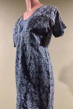  Grey Silk & Lace Cocktail Dress, 1950s