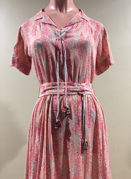 Pink Floral Voile Dress, 1930s