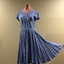 Blue Self-patterned Rayon Dress with Full Pleated Skirt, 1950s