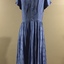 Blue Self-patterned Rayon Dress with Full Pleated Skirt, 1950s