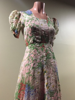 Floral Crepe Evening Dress, 1930s