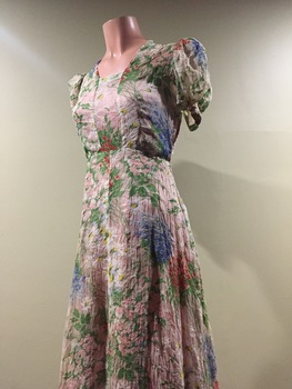 Floral Crepe Evening Dress, 1930s