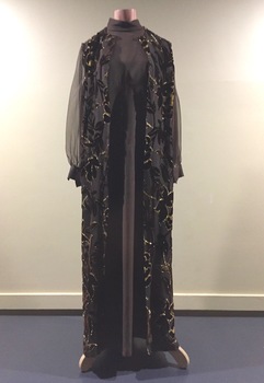 Brown & Gold Acetate Evening Dress, 1980