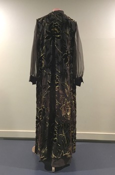 Brown & Gold Acetate Evening Dress, 1980