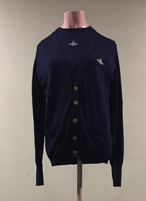 Blue Wool Twin Set with Embroidered Logo  by Vivienne Westwood, 1980s
