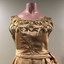 Gold Satin Cocktail Dress with Beaded Bodice