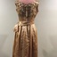 Gold Satin Cocktail Dress with Beaded Bodice