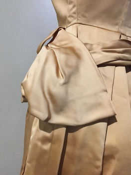 Gold Satin Cocktail Dress with Beaded Bodice