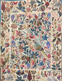 Cotton chintz applique on linen, 19th Century