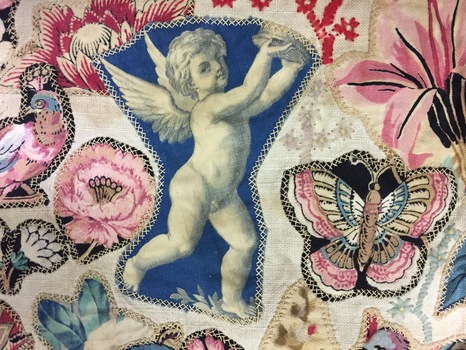 Cotton chintz applique on linen, 19th Century