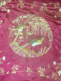 Silk embroidered ornamental panel