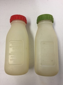 Pair of Plastic Milk Bottles, Model Dairy