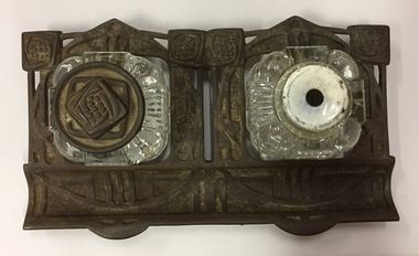 Wrought Iron & Glass Inkstand