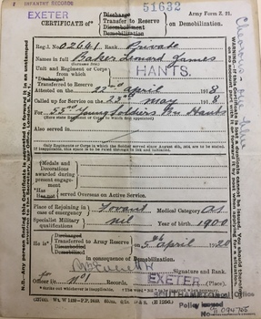 Collection of photographs, documents and artefacts owned by Leonard James Baker