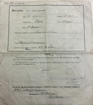 Collection of photographs, documents and artefacts owned by Leonard James Baker