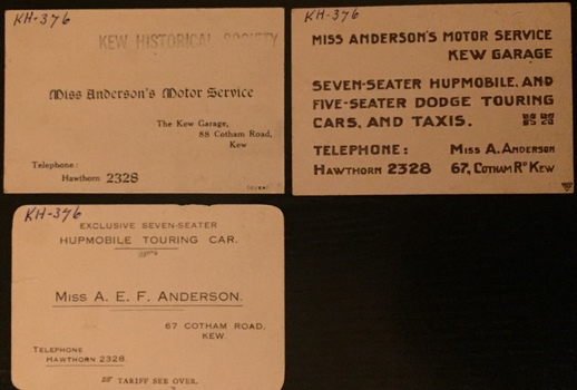 Alice Anderson's Motor Garage, 1918-1920