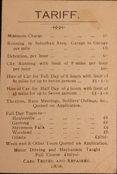 Alice Anderson's Motor Garage, 1918-1920