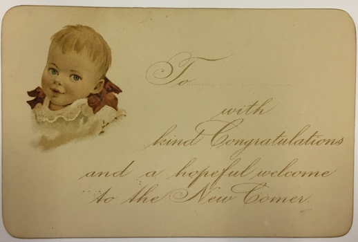 Three baby gift cards, circa 1891   