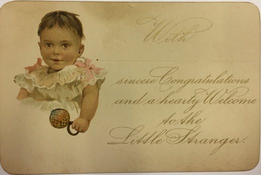 Three baby gift cards, circa 1891   