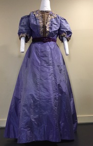 Purple Silk with Guipure Lace Ball Gown, c.1900