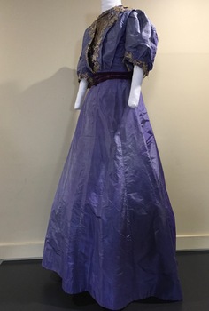 Purple Silk with Guipure Lace Ball Gown, c.1900