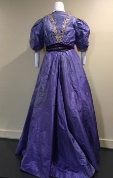Ball Gown, Purple Silk with Guipure Lace, c.1900