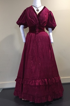 Cerise Silk & Velvet Ball Gown, 1900s