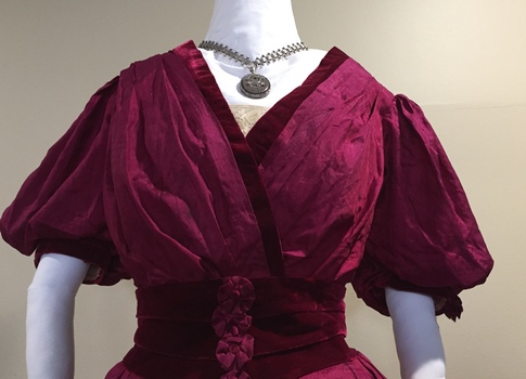 Cerise Silk & Velvet Ball Gown, 1900s