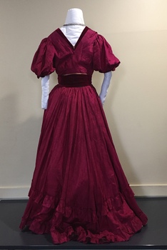 Cerise Silk & Velvet Ball Gown, 1900s