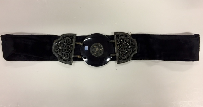 Metal, Bakelite & Velvet Belt