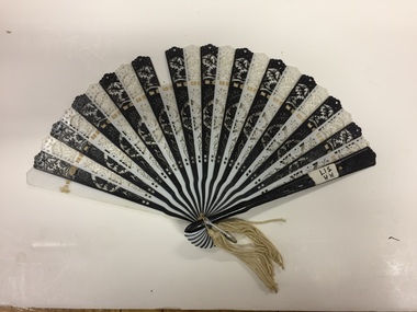Black & White Pierced Brisé Handheld Fan