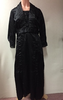 Black Satin, Beading & Lace Evening Dress, 1920s