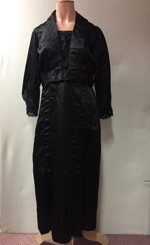 Black Satin, Beading & Lace Evening Dress, 1920s