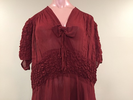 Rust-coloured Crepe Evening Dress, 1930s