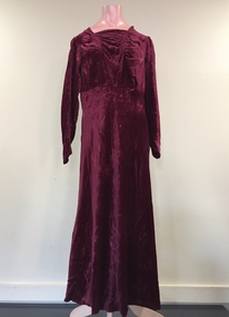Burgundy Velvet & Lace Evening Dress, 1930s
