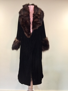 Black Velvet & Fur Evening Coat