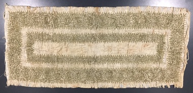 Silk Table Runner Embroidered with Silver Bullion