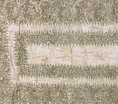 Silk Table Runner Embroidered with Silver Bullion, 1830s 