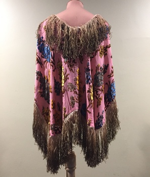 Fringed Cut Velvet and Chenille Evening Cape, 1880s