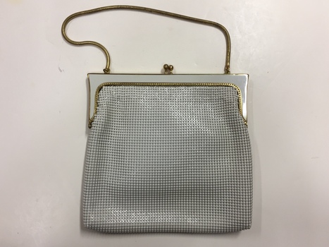 White Enamel & Brass Handbag