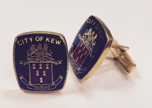 City of Kew Metal and Enamel Cufflinks