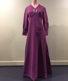 Embroidered Purple Crepe Evening Dress