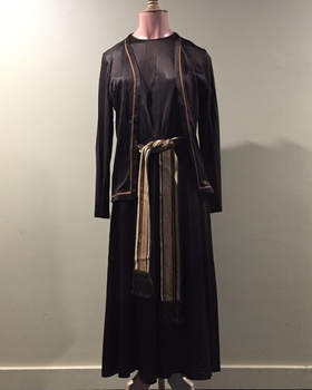 Long Brown Dress with Braids and Matching Jacket