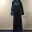 Black Jersey Caftan with Turquoise Braiding and Matching Hood