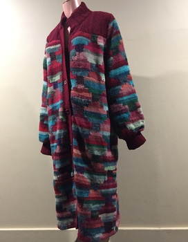 Full-length Multicoloured Knitted Coat Dress
