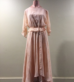 Apricot Chiffon Dress with Waterfall Front and Satin Shift